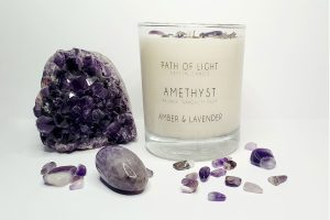 Amethyst Crystal Candle, Scented with Lavender & Amber